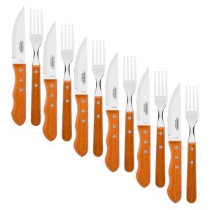 Jogo De Talheres Kit 12 pçs Churrasco Garfos Facas Inox Tramontina
